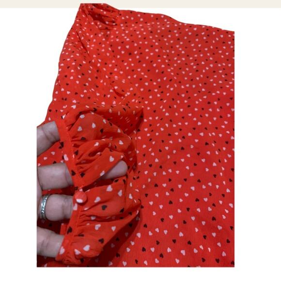 Banana Republic Red Puff Sleeve Top Size Small - Picture 11 of 12